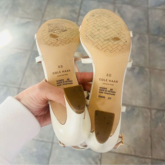 Cole Haan Amber, Ivory Strappy Heels. - Picture 8 of 10